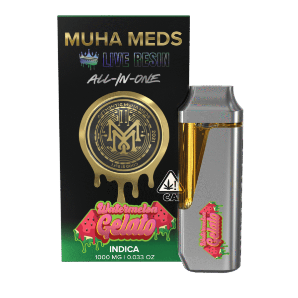 66f1d1a635175bc41e24d15f_CA_Dispo_AllinOne_LR_WatermelonGelato_V1-600x600 Muha Meds Disposable Watermelon Gelato - Image 1